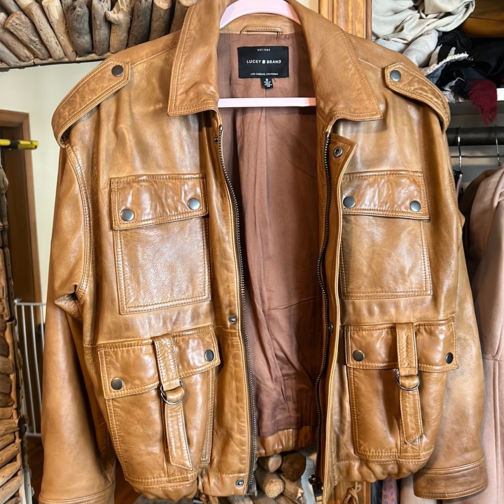 Barely worn genuine leather camel color jacket